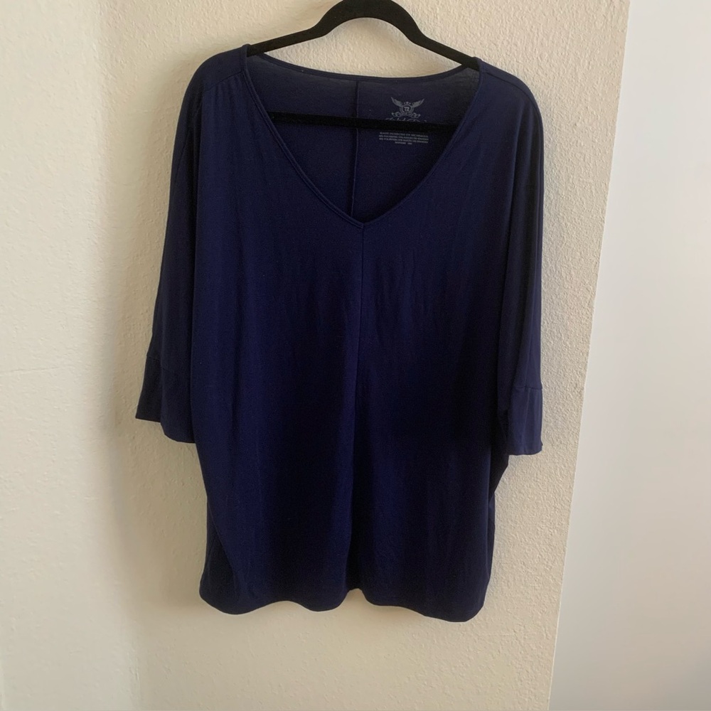 Faded Glory Deep Blue V-Neck Blouse. Size 2X